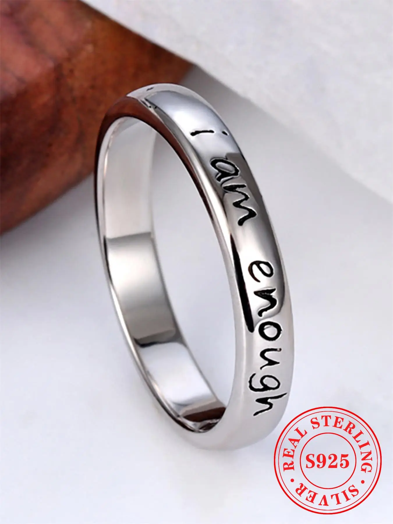 925 Sterling Silver Women's Simple Letter Pattern Ring, Fashionable Ring for Women & Girls, Trendy All-match & Exquisite Jewelry for Valentine's Day G