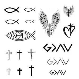 Christian Temporary Tattoos - God is Greater than Highs and Lows, Cross Tattoos, Ichthys