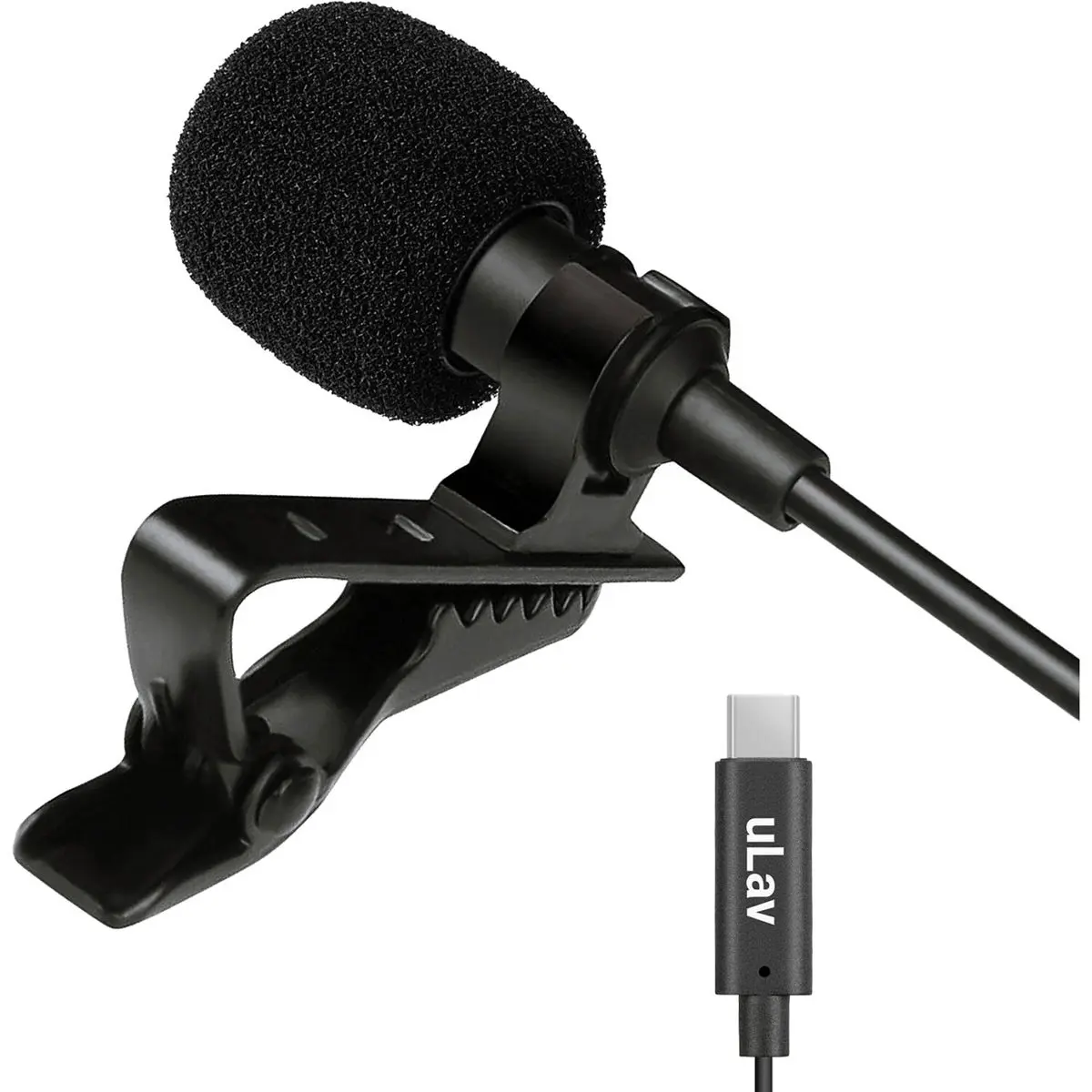 Movo Photo uLav Digital Clip-On Omnidirectional Lavalier Microphone with USB Type-C Connector, 6.6' Cable for Android Devices, High-Quality Audio Recording