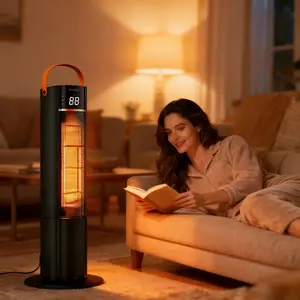 26in Space Heater for Indoor,Remote Control,V0 Flame-Retardant Materials,Tip-Over Protection,Overheat Protection,Up to 95°,F75°0scillation,EcoMode,3 Modes,12h Timer,1500W Quiet PTC Ceramic Heating for Home,Bedroom,Office Electric