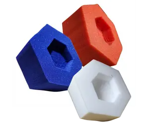 Hexagon Big Red, White, or Blue Sponge Nut Design Approximately 7 in Wide x 3 in High Perfect for ASMR Squeeze Unique Shape & Color Sponge Squeeze, Soft Home Cleaning