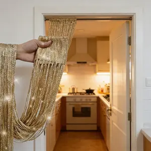 1 Piece Wear-Through Tassel Decor Curtain, Interior Decoration Accessories, In Bright, Shimmering Bohemian Style, Adjustable Fringe Vertical Blinds Suitable For Wardrobes, Windows. No-Lining Pocket Rod Curtain, Usable Year-Round