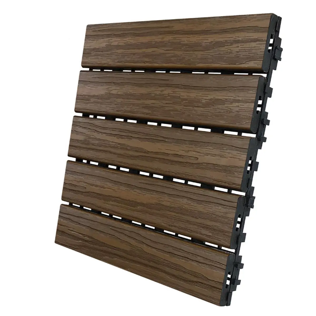 212 MAIN Snap-On Walnut Composite Square Deck Tiles, 12x12 in, 6 Sq. Ft Pack of 6, Compact Durable Design, High-Quality Material for Sailing Water Sports, Compact And Durable Design, Lasts Longer, Outdoor, 11 Lbs, Decking