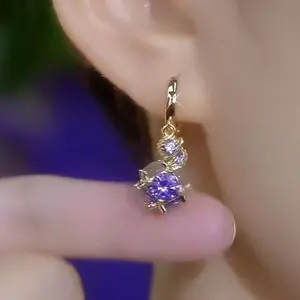 2026 New Fashionable Versatile Elegant Purple Water Drop Earrings E50133-EH