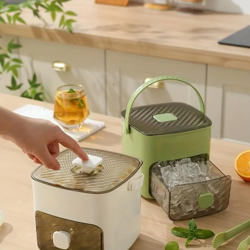 1 manual ice box - double layered ice pressing mold, food grade plastic ice tray, Ice Cube Maker, can make 48 ice cubes at once, perfect for whiskey and cocktails - suitable for home, office, outdoor, kitchen essential tools