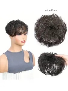 Elegant Water Wave Synthetic Hairpiece with Bangs, Loose Clip-In Wig for Women, Versatile Styling, Fashion Accessory for All Seasons