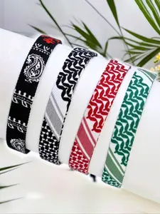 Fashion cross-border 3D printed fabric bracelet set, suitable for both men and women, featuring ethnic style hand-woven bracelets, with a simple Bohemian hemp rope design, Bangles Bracelets Set