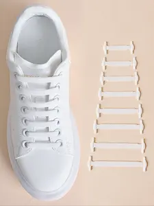 Silicone No Tie Shoe Laces for Footwear, Casual Minimalist Shoes Shoelaces, White Stretch Shoelaces for Sneakers, Sports Shoes, Combat Boots