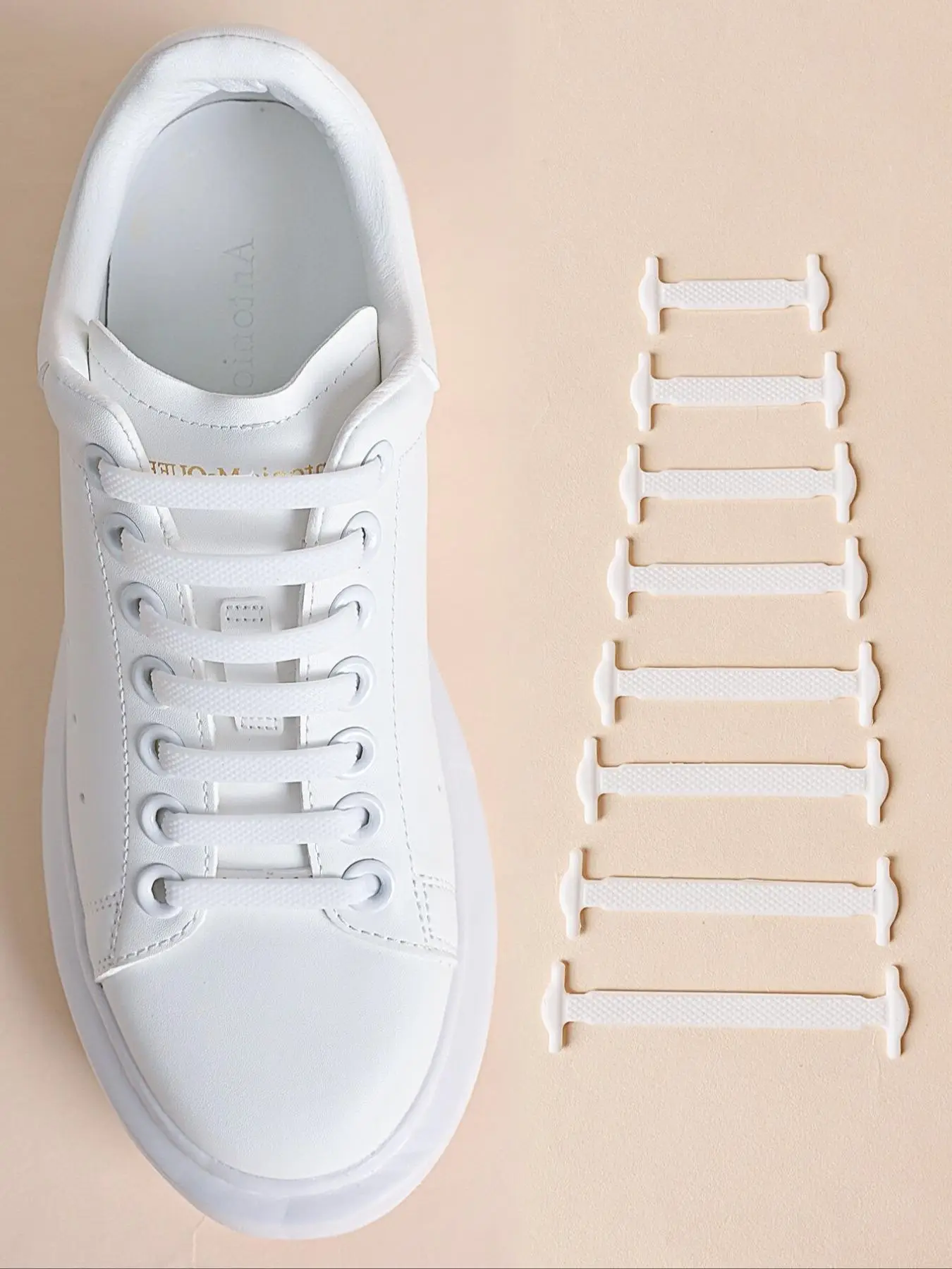 Silicone No Tie Shoe Laces for Footwear, Casual Minimalist Shoes Shoelaces, White Stretch Shoelaces for Sneakers, Sports Shoes, Combat Boots