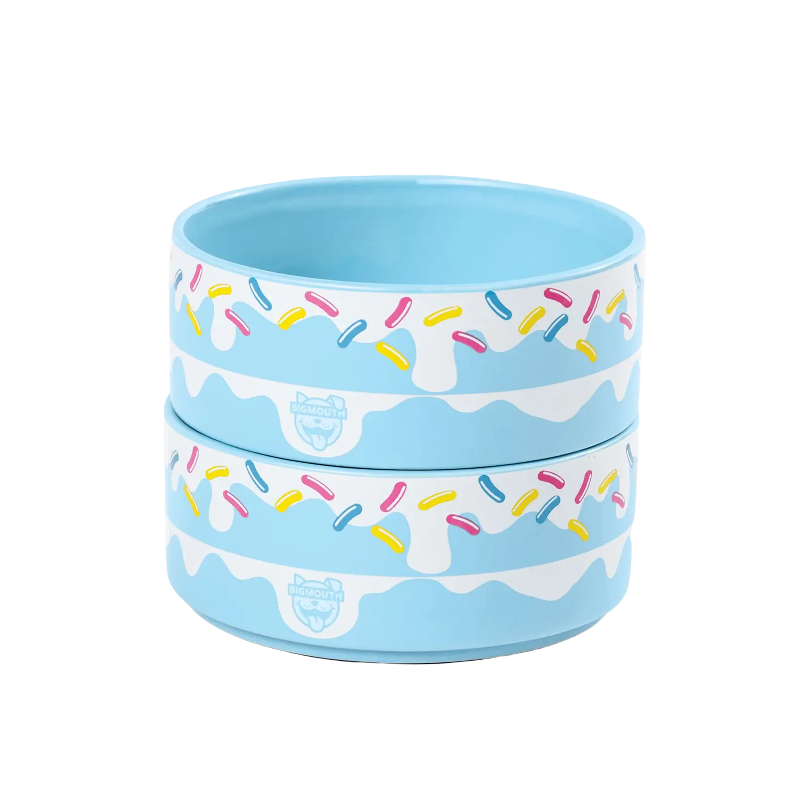 BigMouth Sweet Spot Stacking Pet Bowls — Cake Themed Stackable Ceramic Dog & Cat Food Bowls, Space-Saving Food-Grade Dish Set, Fun Birthday Gift for Pet Parents