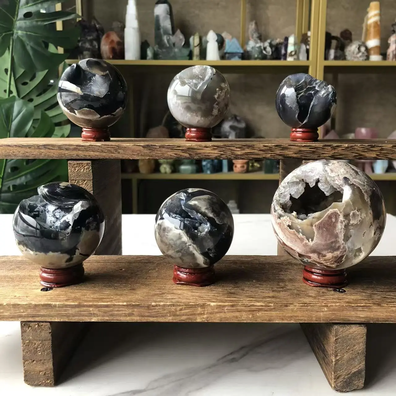Natural Crystal Volcano Agate Sphere Collection Natural Crystal Volcano Agate Sphere Collection