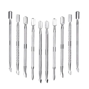10Pcs Cuticle Pusher Remover and Cutter, Double Ended Stainless Steel Cuticle Cleaner Nail Gel Polish Removal, Manicure Pedicure Nail Tools for Fingernails Toenails - Professional & Durable