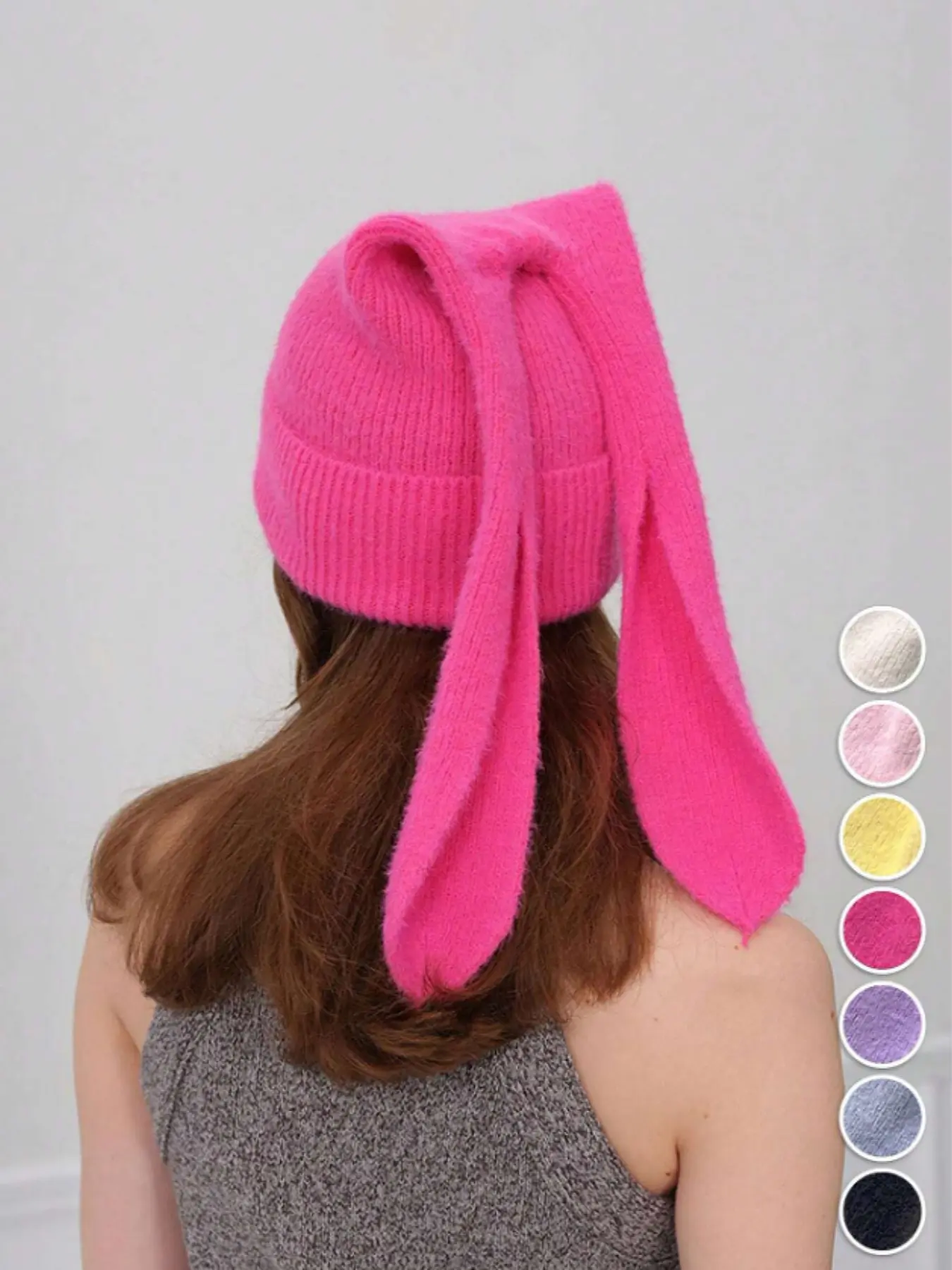Unisex Autumn Winter Knit Hat, Cartoon Rabbit Ears Design, Super Soft Comfortable Beanie Cap for Men Women, Casual Fashion Accessory