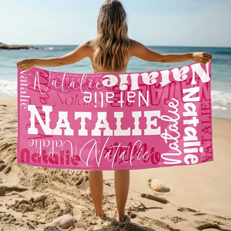 Personalized Beach Towel with Name, Oversized Custom Monogram Pool Towel, Signature Beach Towel For, Summer Cute Vacation Gift, Picnic Towel, Personalized Towels