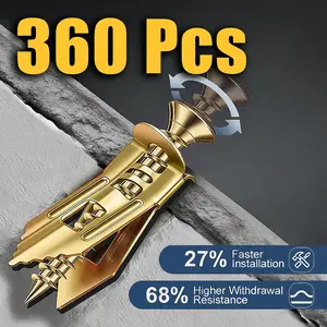 Household‑Grade 120/240/360 PCS Self‑Drilling Drywall Anchors Screws Kit, Rust‑Resistant Wall Hardware, Pre‑Drill Free, 66LB Load for Room Storage Organizing