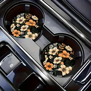 2 Pack Car Cup Holder Coasters, Flower Pattern Car Coasters for Cup Holders, Cup Holder Insert, Universal Non-Slip Car Cup Coasters , Car Accessories Interior for Women and Man