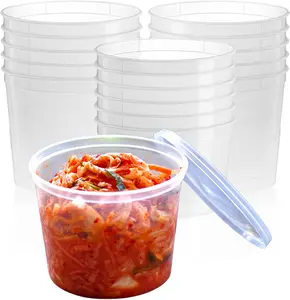 Green Direct 64 oz Plastic Round Deli Containers with Lids - Freezer Safe, BPA-Free, Disposable Food Storage for Soups, Ice Cream, and Meal Prep - Pack of 8