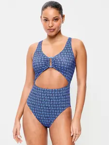 Old Navy Women's Textured One-Piece Cut-Out Swimsuit