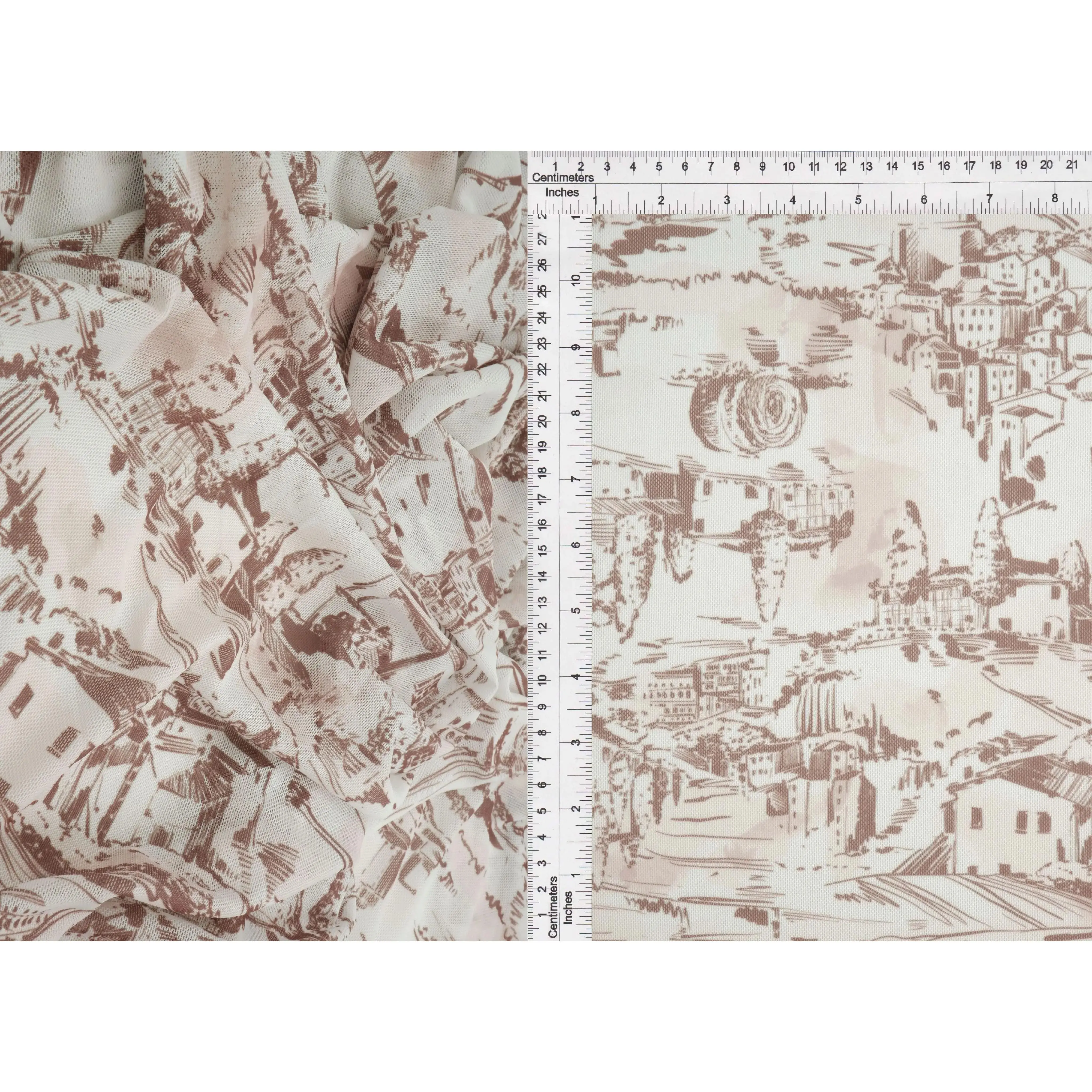 Digital Toile Mesh Print Poly-Spandex Stretch Fabric, 56/58" Wide Width Material for Apparel
