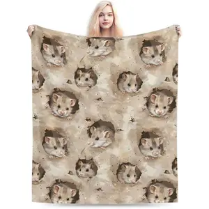 Cute Rat Blanket Gifts for Women Kids, Woodland Mouse Theme Flannel Blankets, Warm Cozy Soft Throw for Bedroom, Camping, Couch, Decor 50x60 in