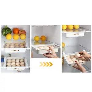 1 sturdy plastic refrigerator storage box, suspended drawer, detachable condiment rack, universal for refrigerator countertop