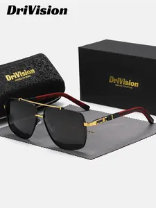 Unisex Vintage Trendy Casual Aviator Sunglasses, Retro Outdoor Full Frame Polarized Sunglasses, Fashionable Uv400 Protection Sunglasses for Men & Women for Everyday Use, High Quality Sunglasses