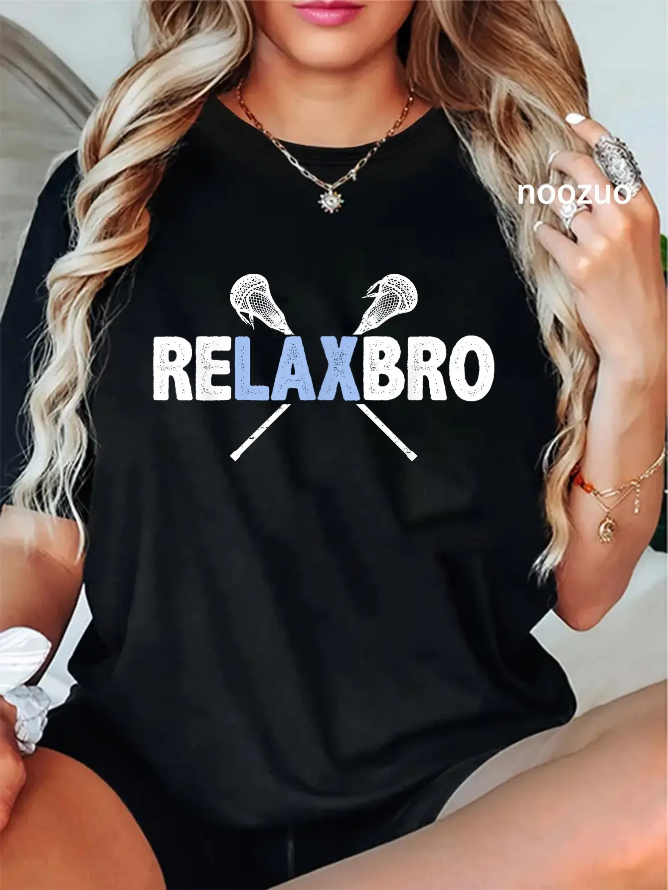 Men's Funny 'Relax Bro' Lacrosse Graphic T-Shirt, Casual Distressed Short Sleeve Round Neck 100% Cotton Tee, Shortsleeve, Tops, Vintage, Playful Look, Lacrosse Theme