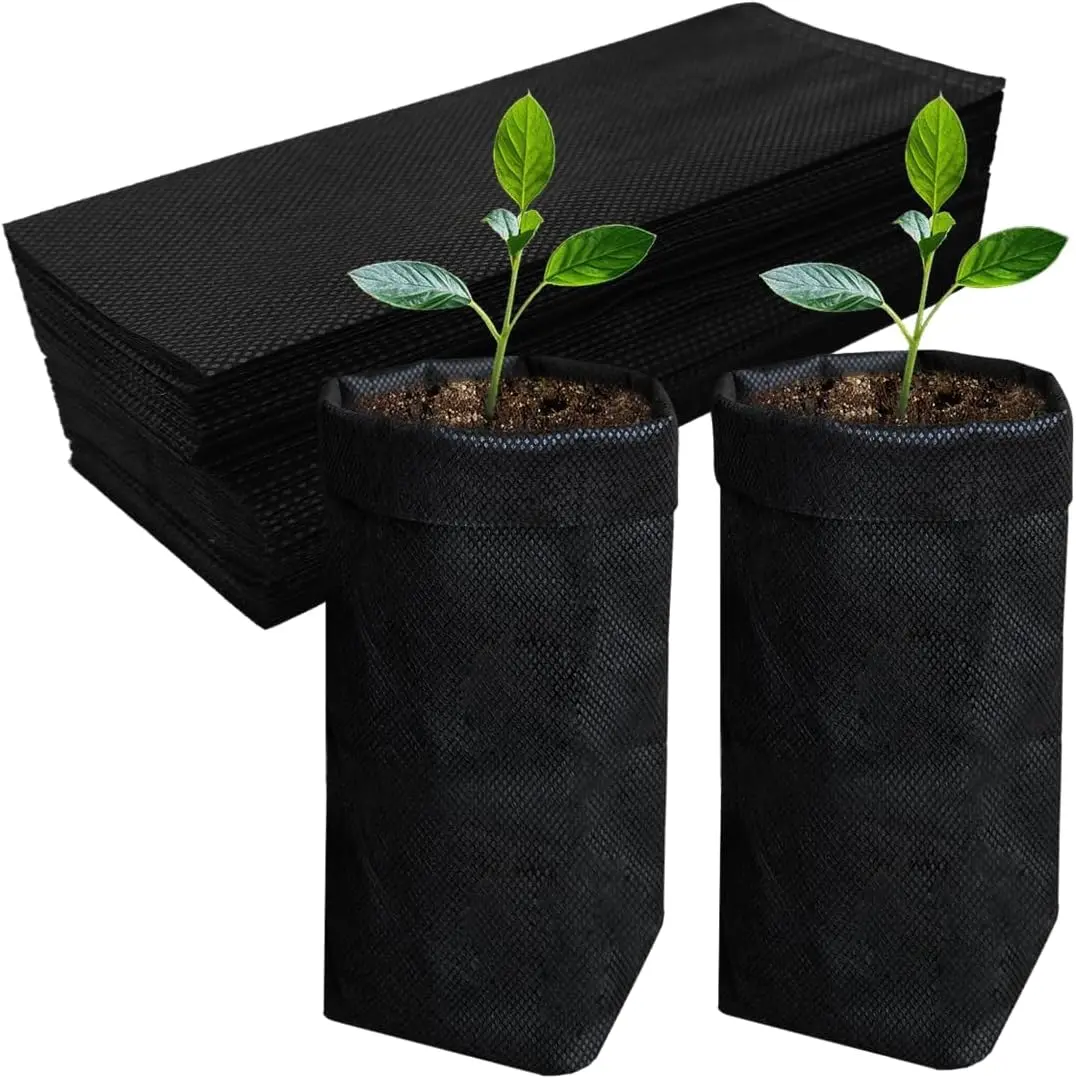 100PCS Deep Nursery Grow Bags, Black Plant Grow Bag for Starting Rooted Plants Vegetable, Flower, Seedling Tree Seedling Pots