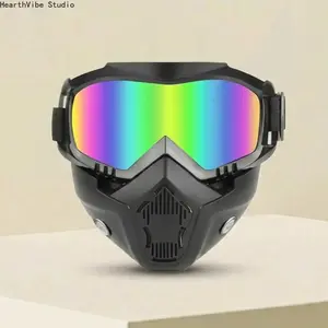Full Face Shield with Integrated Goggles, Dustproof Sandstorm Anti-Fog Protective Mask, Breathable Clear Eye Visor for Outdoor Sports Cycling Work
