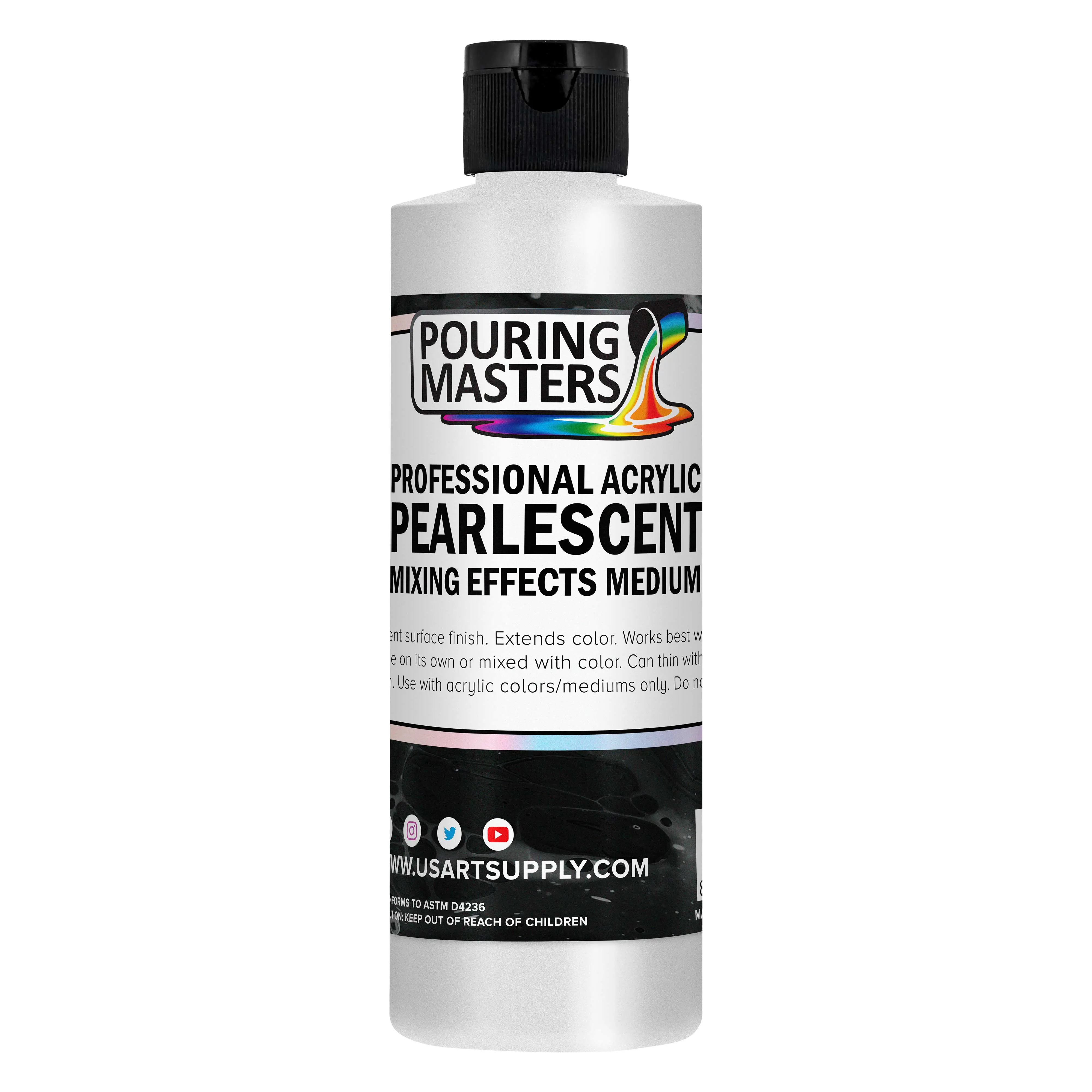 8 Oz Acrylic Pearlescent Effects Medium - Creates Pearl Iridescent Metallic Shimmer for Fluid Art & Acrylic Painting