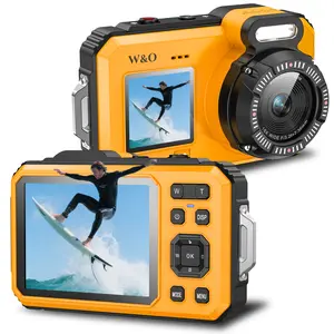 4K Underwater Camera, UHD 64MP Point and Shoot Digital Camera, 16FT Waterproof Camera with 32GB Card, Auto Focus Waterproof Dual-Screen Selfie 2500mAh Battery, 18X Floatable Digital for Snorkeling