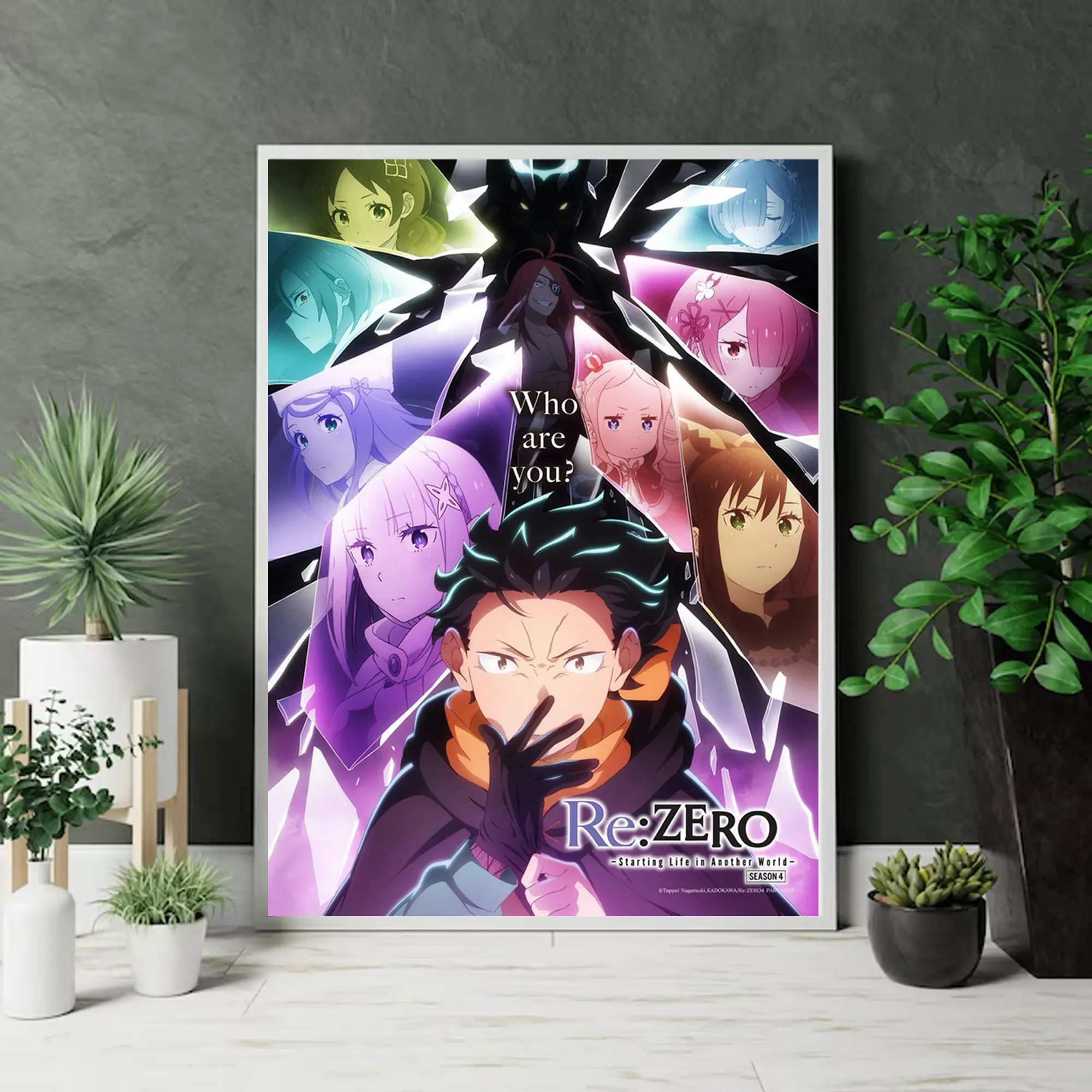 Re:Zero Season 4 Anime Poster, Subaru Emilia & Characters Anime Wall Art, Isekai Room Decor, Manga Print, Gift for Fans