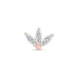 Gemstone Marquise Lotus Flat Back Stud in Solid 14k Rose Gold