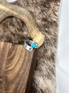Turquoise and Initials Ring