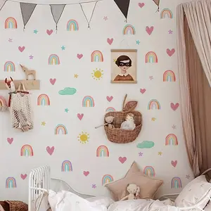 A set of four (20*30cm*4pcs) creative rainbow heart wall stickers for bedroom, living room home decoration, self-adhesive wholesale wall stickers Wall Decal MS8035B-KL