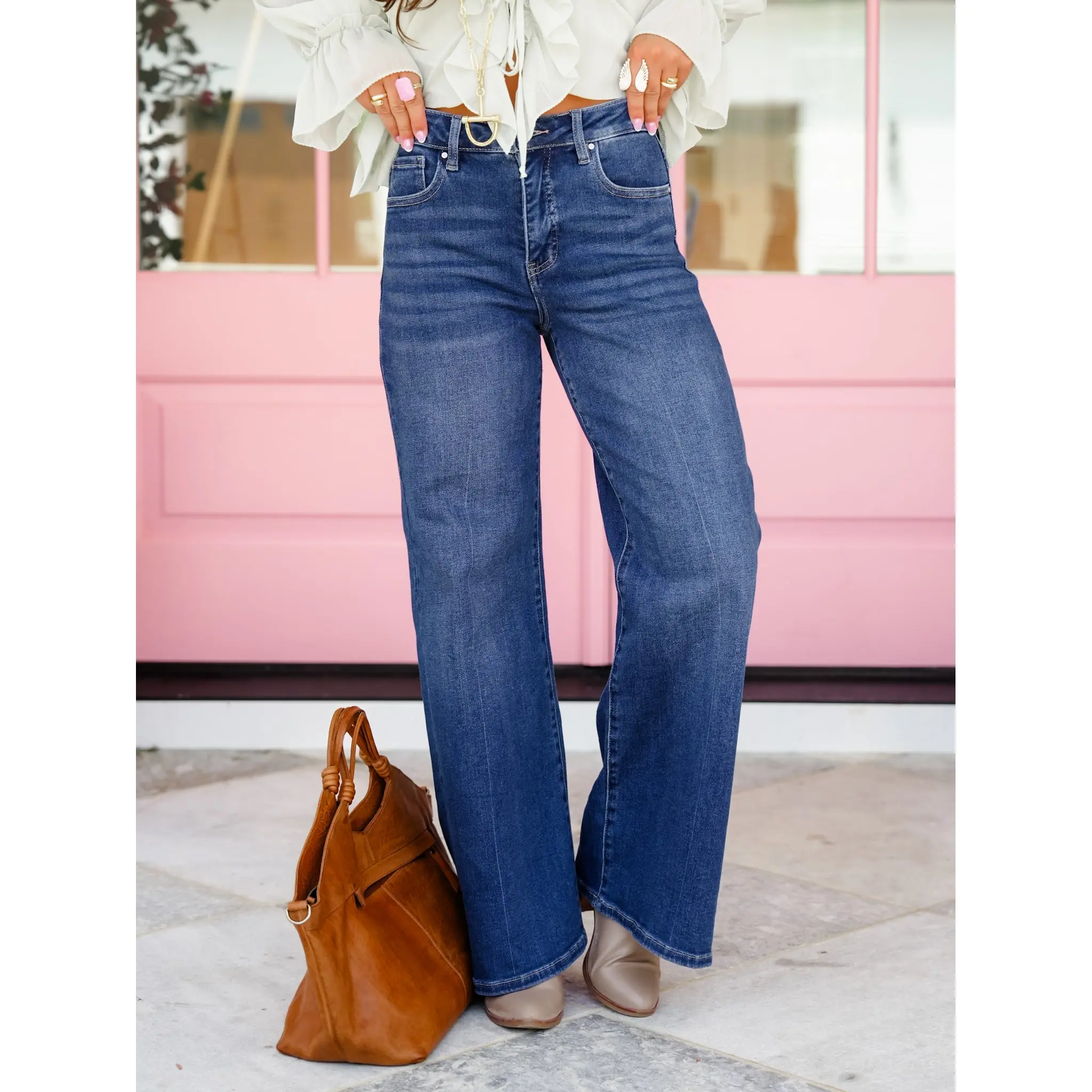 Restock! Risen The Secret Sauce High Rise Dark Wash Tummy Control Wide Leg Jeans