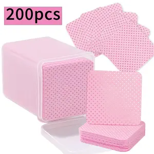 200pcs Nail Wipe Cotton Pads Lint Free Absorbency Gel Nail Polish Removers Cotton Pads Manicure Wipes Nail Art Cleaning Tools Nail Care