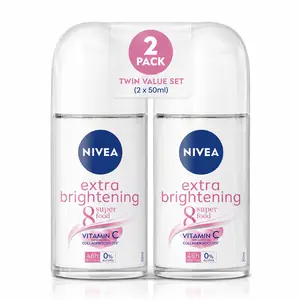 NIVEA Women's Roll-On Deodorant Extra Brightening 2-Pack with Vitamin C (1.7oz/50ml) - 48H Protection, Alcohol-Free Body Care Products, Antiperspirant Roll On Cosmetic