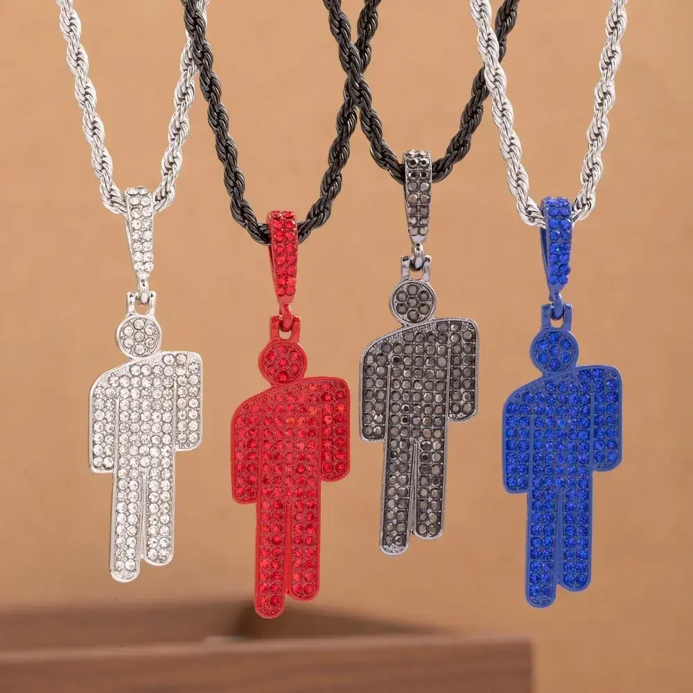 Luxury Hip Hop Necklace Stainless Steel Skew Head Zircon Couple Pendant Necklace Full of Zircon Pendant Street Fashion Necklace