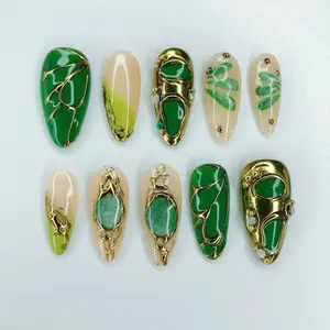 Chic Nail Studio Modern Glam Luxury Press-On Nails Collection | Elegant Handmade Nail Art | Acrylic Press On Nails | Reusable Nail Set 10 Pcs | Premium Nail Charms | High Quality Custom Press Ons