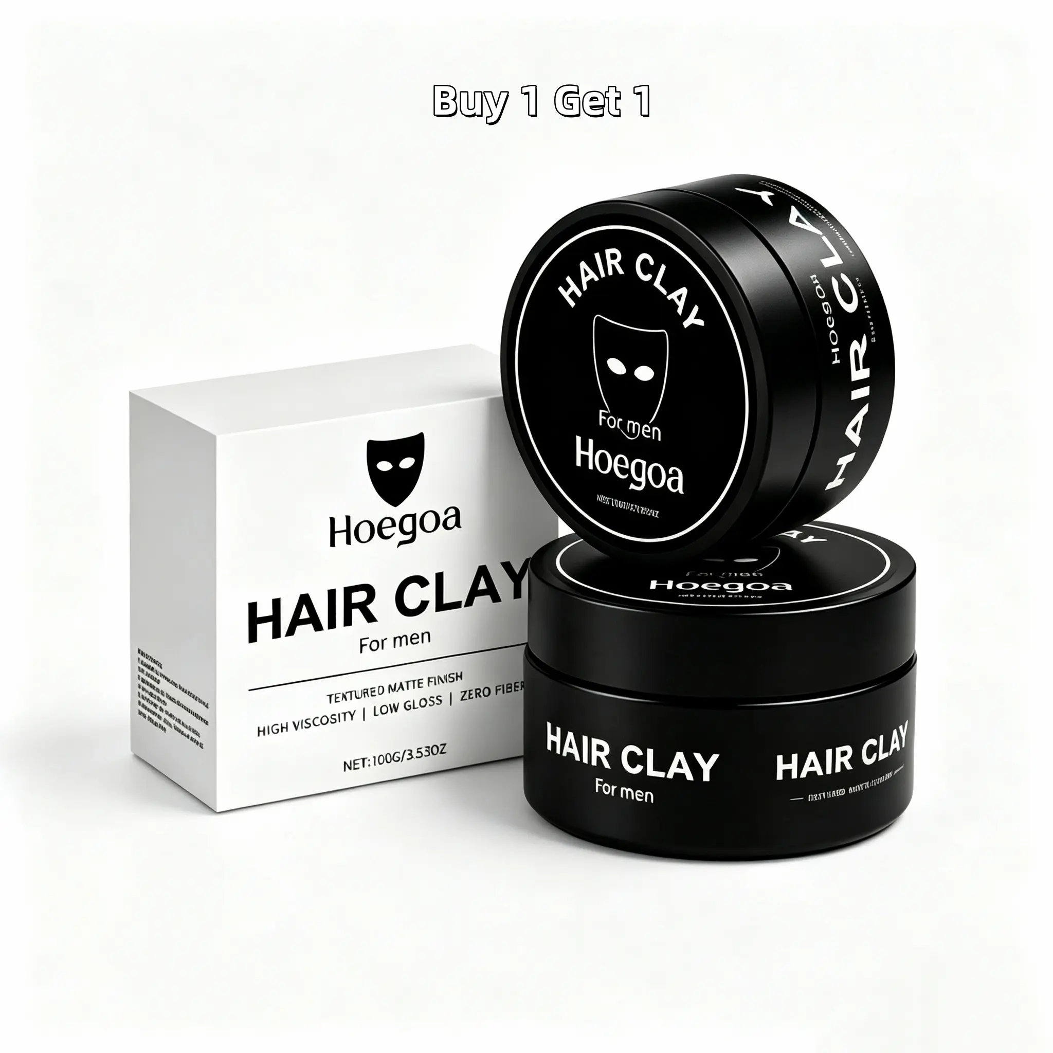 Hoegoa Men's 2-Pack Gentle Formula Hair Styling Balm - Matte Finish, Long-Lasting Volumizes, Silky Paste | Clay Alternative to Haircare Gel, Cream