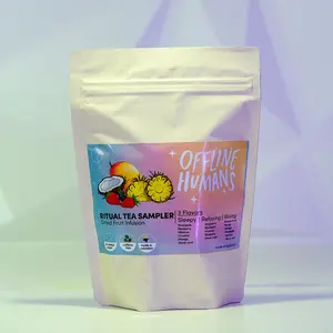 Offline Humans Ritual Tea Sampler 6 Serving Variety Pack - Strawberry Pineapple Passion Fruit Flavor - Dried Fruit Infusion for Personal Tea Tasting Experience