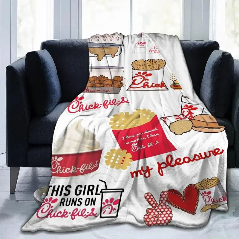 Officially Inspired Chick-fil-A Themed Flannel Blanket - 280gsm Soft Bedspread with Chick-fil-A Cow & Iconic Logo, All-Season Use, Travel and Camping, Multi-Use Couch Throw, Perfect Gift for Fans (Mother's Day, Christmas), Travel And Camping Use,summervib