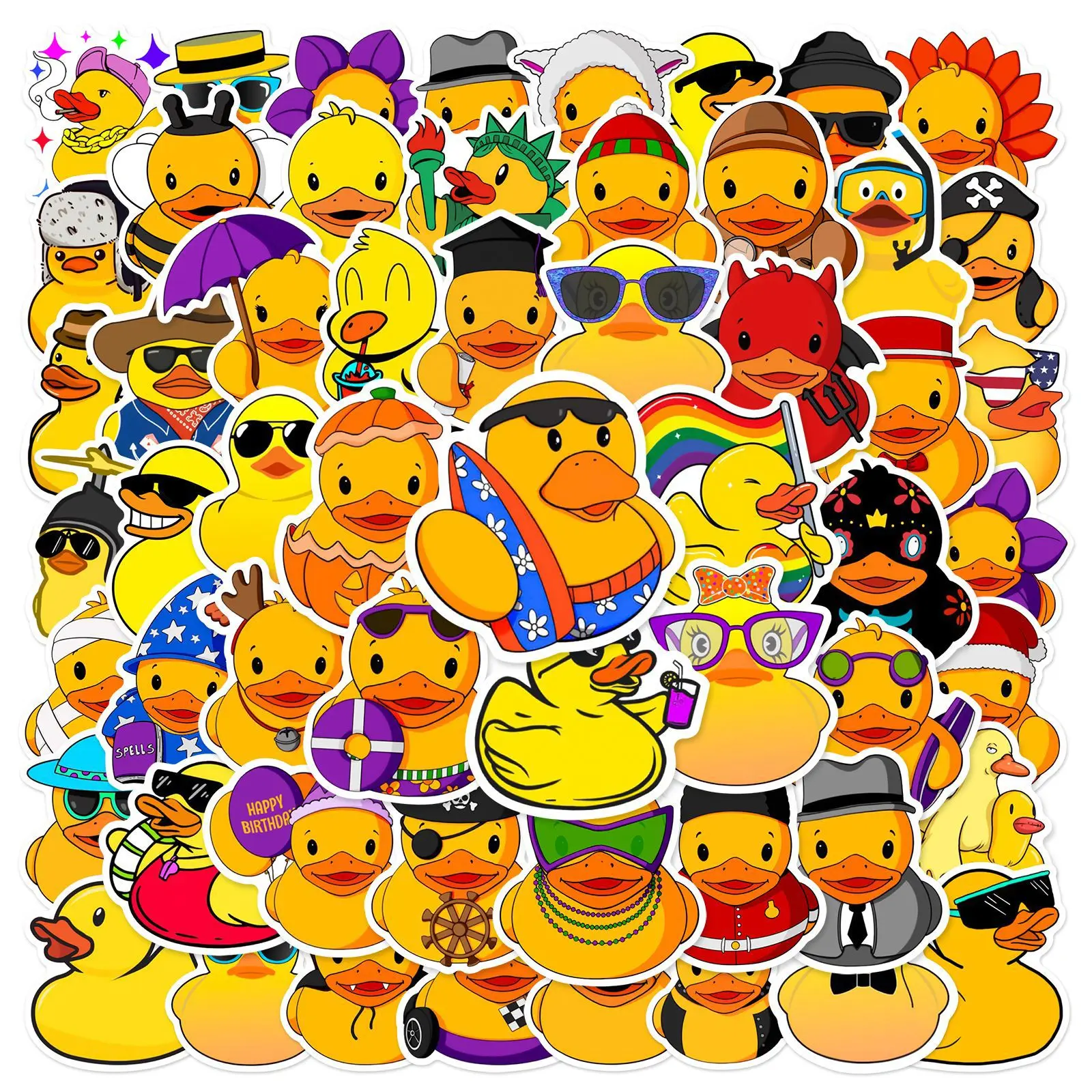 50 Adorable Duck Drawing Stickers, Suitable for Scrapbooks, Diaries, Laptops, Water Bottles, Cars, and Other Faith-based Designs—gifts with Positive Messages Graphic Decal Sticker Decals