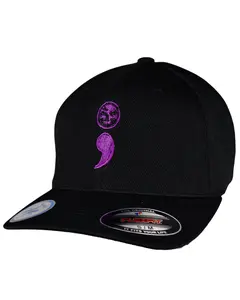 Purple Semicolon - Black "Never Fade" Cap