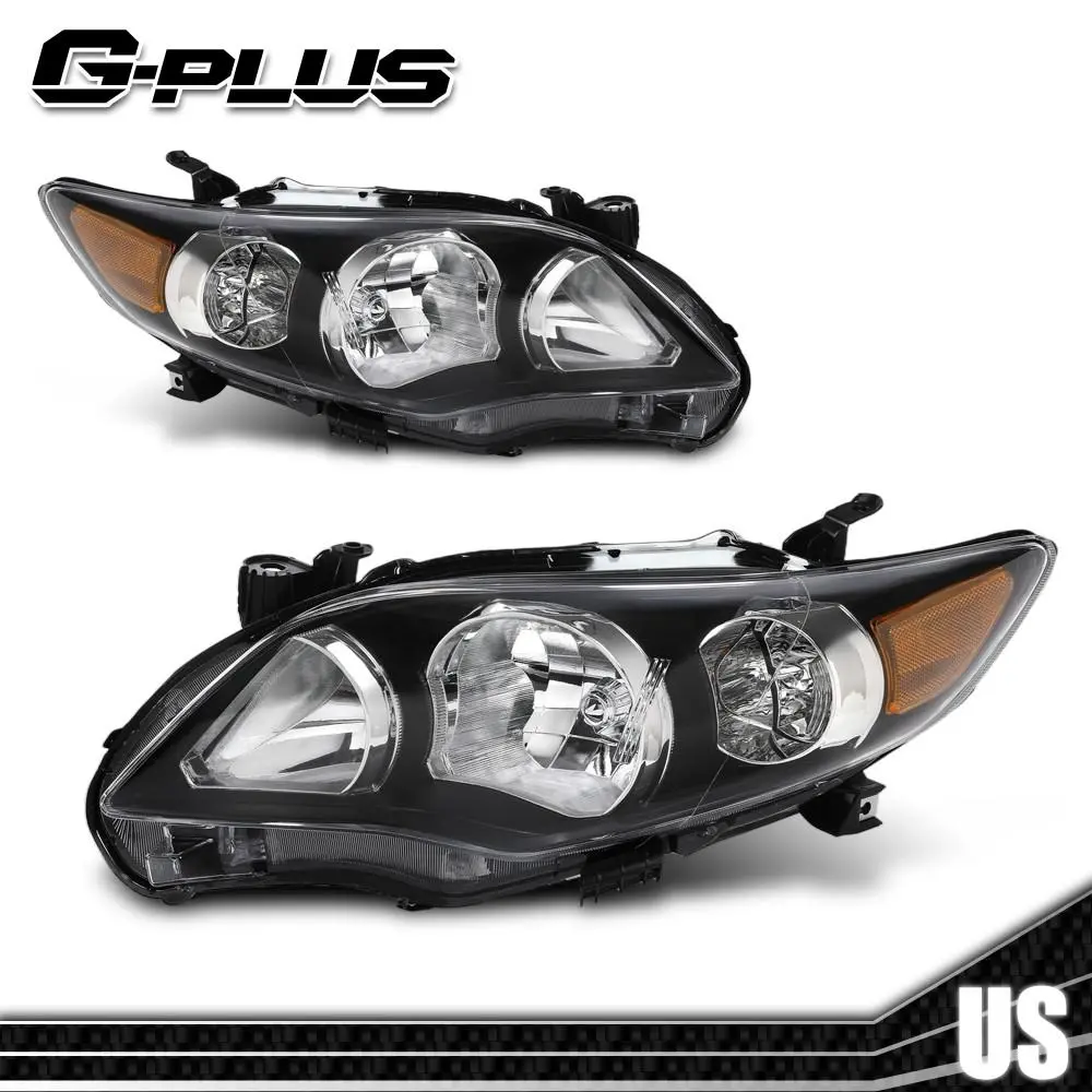 G-PLUS Bolt-On Fit Headlight Housings for 2011-2013 Toyota Corolla LE, Direct Install Lighting Upgrade, Left+Right Original Housing Compatible