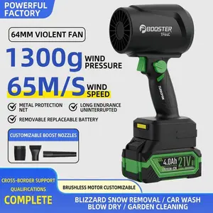 45000RPM Cordless Turbo Blower, 65m/s High Speed Handheld Air Blower with 21V 4.0Ah Battery, Rechargeable Leaf Blower for Car Snow Removal, Car Drying, PC Cleaning, Workshop Dusting