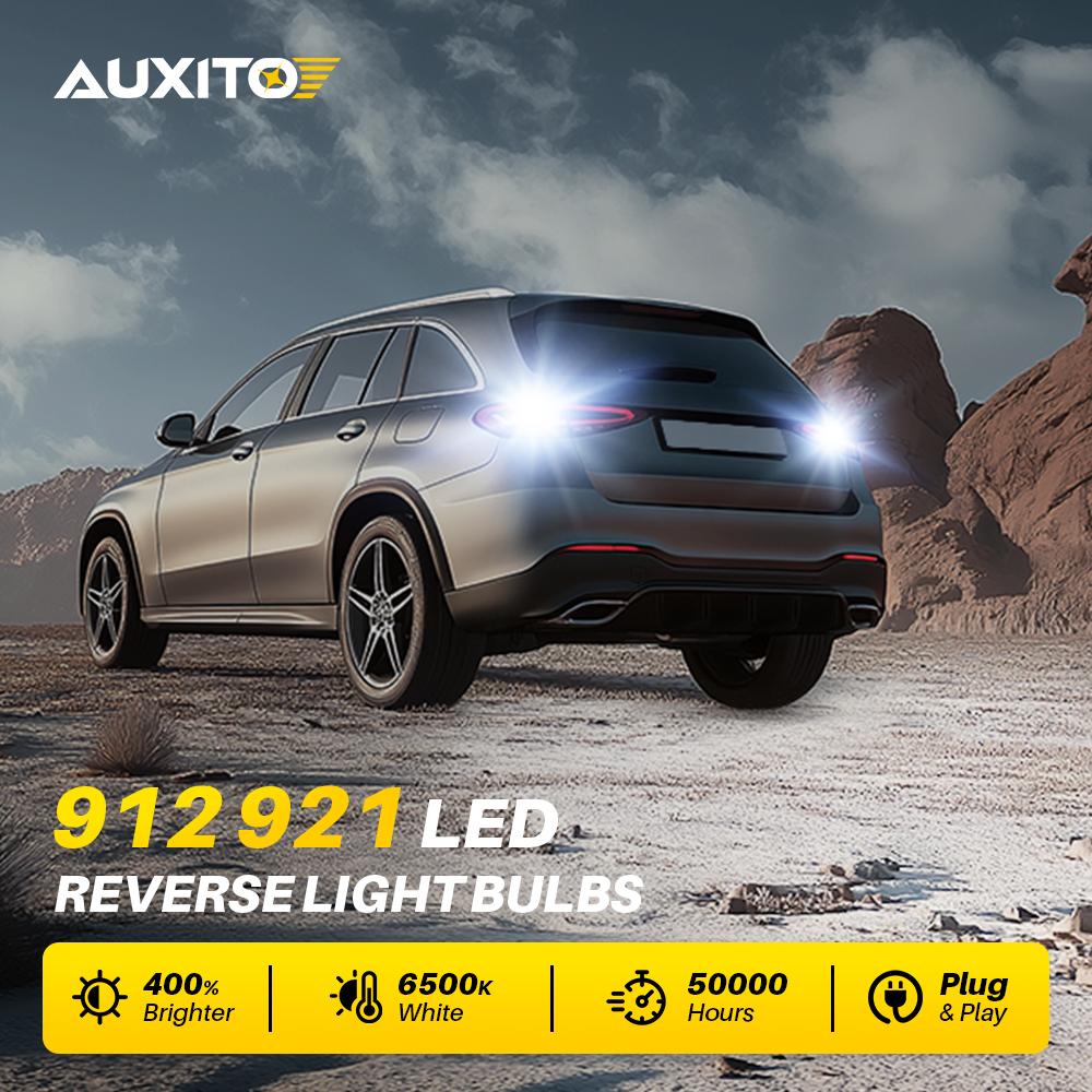 AUXITO 912 921 LED Bulb Reverse Light Bulb 6500k White, 906 922 W16W T15 LED Backup Light Bulb, 2400LM 400% Brighter Mini Size Non-polarity CANBUS Error Free Plug and Play LED Light Bulb, Pack of 2