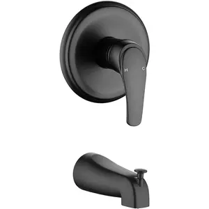 Shower Valve Trim Kit with Tub Spout Matte Black Tub Shower Rough-In Mixer Valve Bathroom Trim Kit
