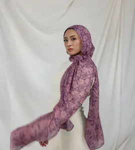 VELA Mauve Lace Print Modal Hijab